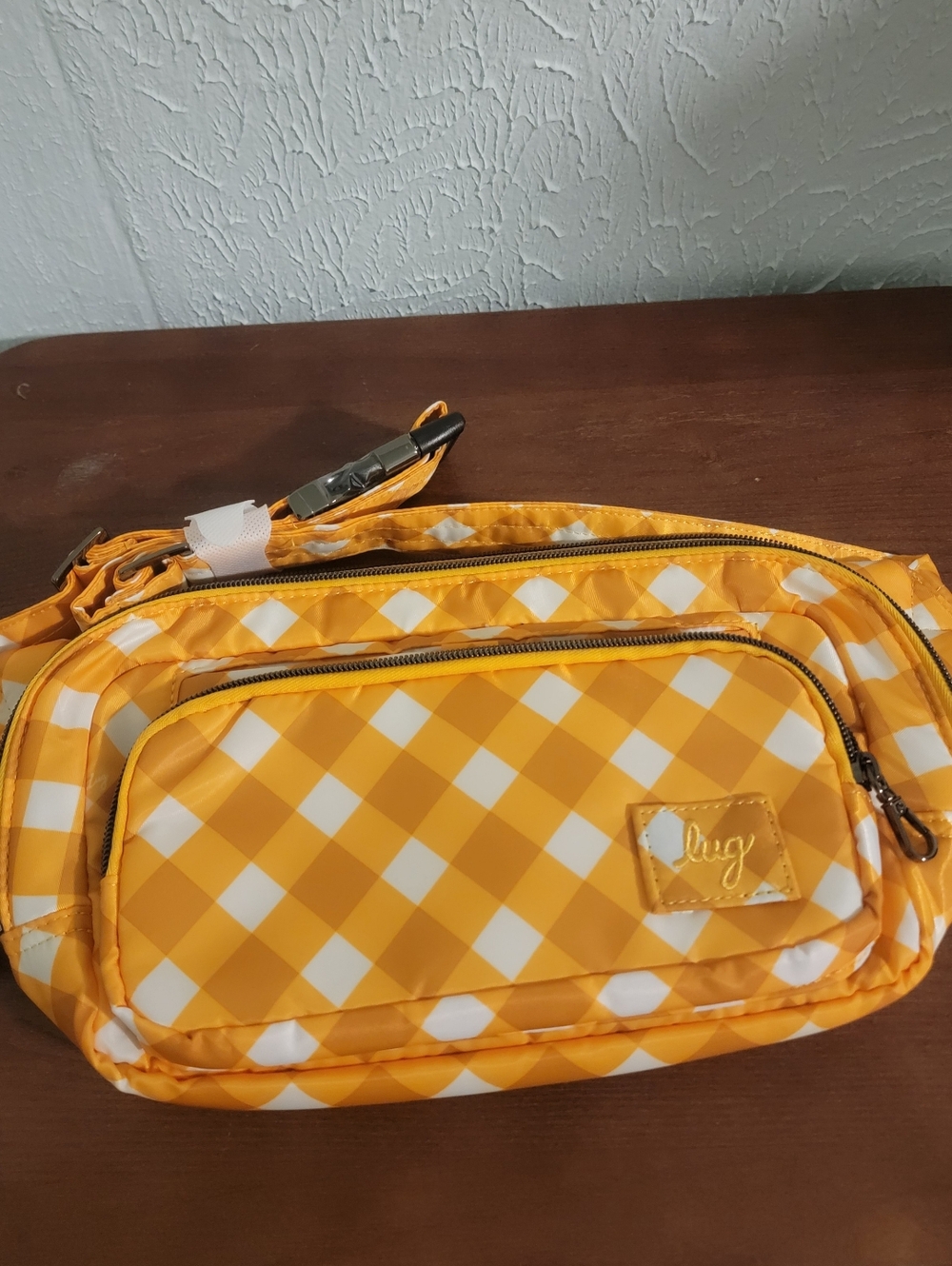 NWOT Lug Hitch Quilted Belt Bag in Gingham Mustard